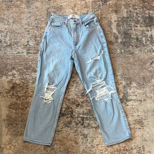 Hollister Light Blue Ripped Straight Leg Jeans
